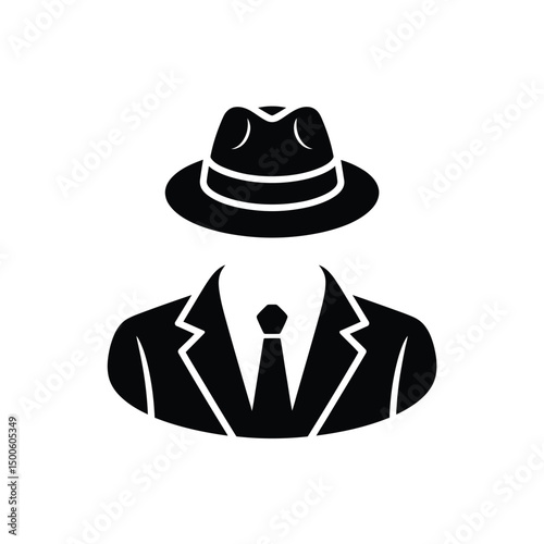Silhouette of a Person in a Suit and Hat Anonymous Figure