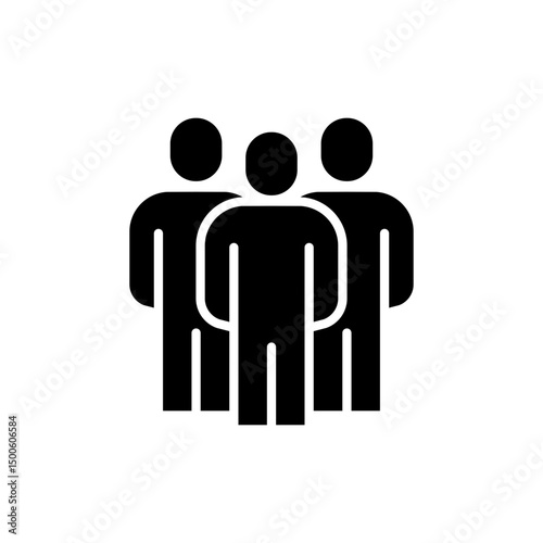 People glyph icon. Simple solid style. Person, group, human, staff, business, pictogram, silhouette, crowd, team, leadership, social concept.