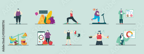 Diet illustration set. Flat vector illustration concept.