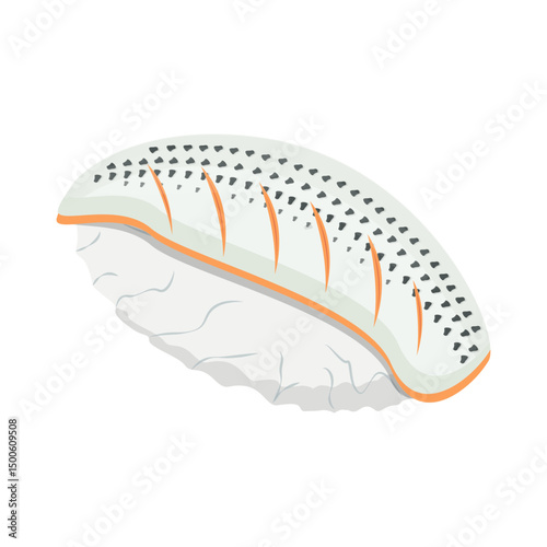 mackerel sushi isometric illustration