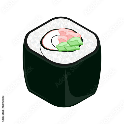 crab maki sushi isometric illustration suitable for menu templates and food packaging designs