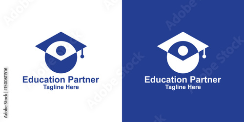 logo design people and hat graduation,education,collage,study,symbol,icon,idea,creative.