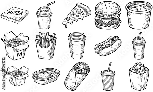 Hand Drawn Fast Food Set