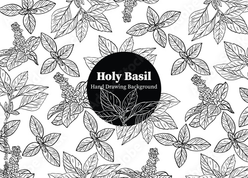 seamless pattern with Holy Basil