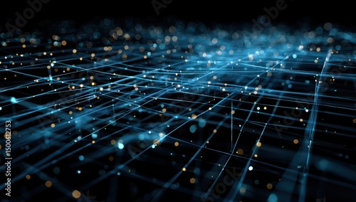 Wallpaper Mural Digital grid formed with glowing lines and nodes, symbolizing modern technological advancements. Torontodigital.ca