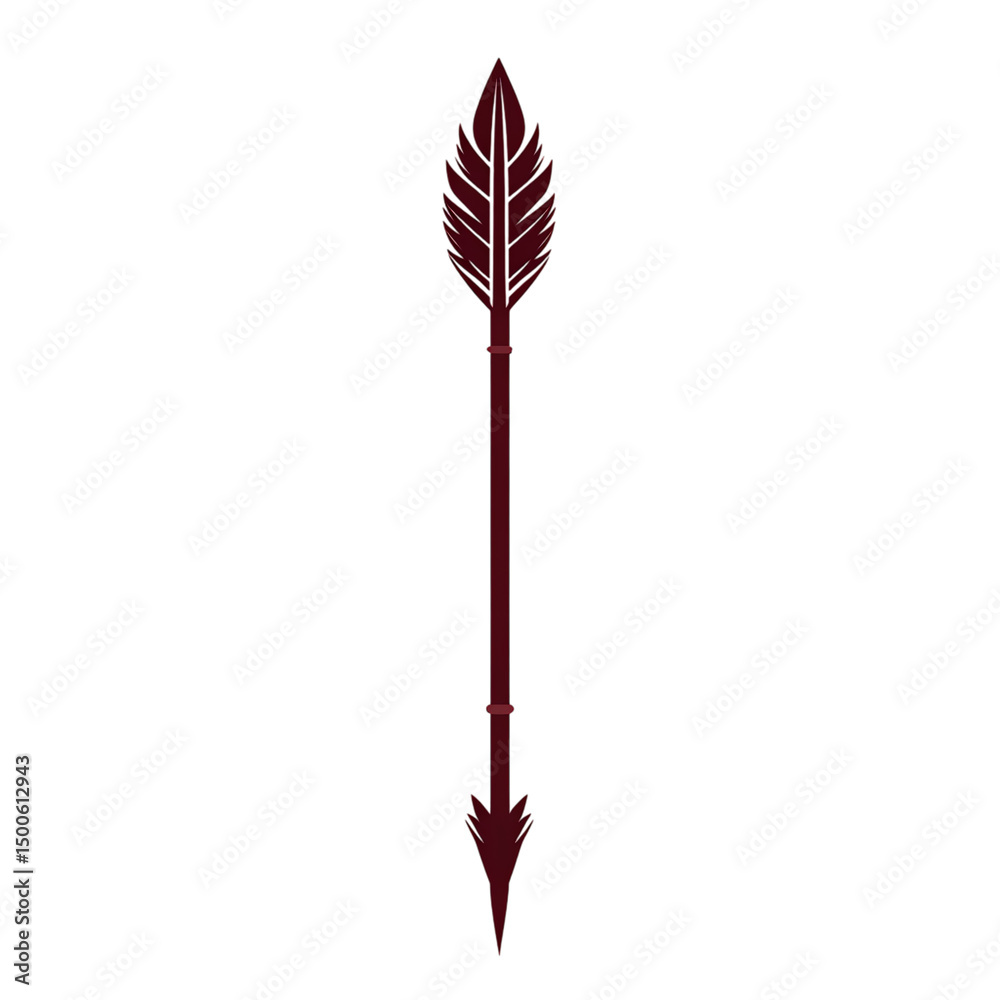 Bold Arrow with a Prominent Profile in Deep Maroon Isolated on Transparent Background Bold Arrow with a Prominent Profile in Deep Maroon Isolated on Transparent Background