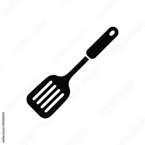 Black Spatula Icon Isolated on White Background Kitchen Utensil Symbol