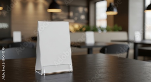 Wallpaper Mural Restaurant Tabletop Display with Blank Sign in Brown Tones Photo Torontodigital.ca