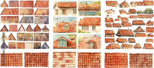 roof tile watercolor clipart