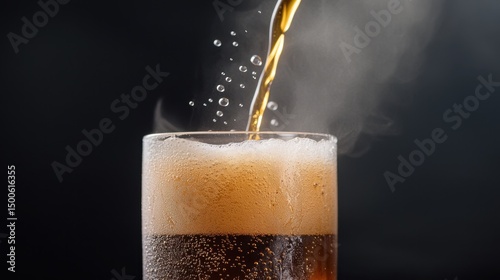 Wallpaper Mural Slow Motion Capture of Soda Being Poured Into a Glass with Bubbles and Foam Formation Torontodigital.ca