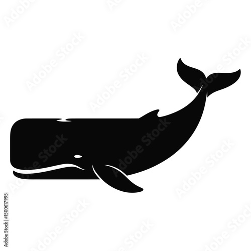 Black Silhouette of a Sperm Whale Ocean Mammal
