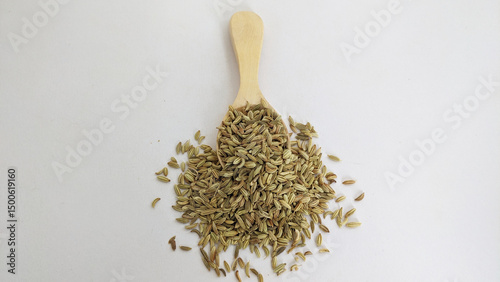 Photography On a white background, fennel seeds