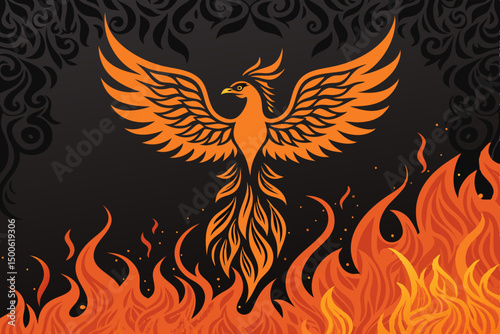Create a vibrant vector background featuring abstract bold orange flames, ideal for fiery designs.  High-resolution, suitable for web and print.