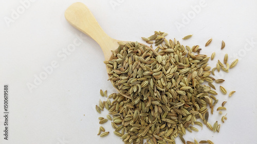 Photography On a white background, fennel seeds
