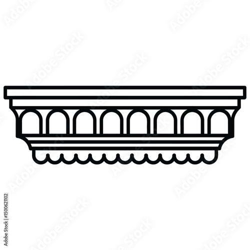 Classic Architectural Line Art Cornice Design Element