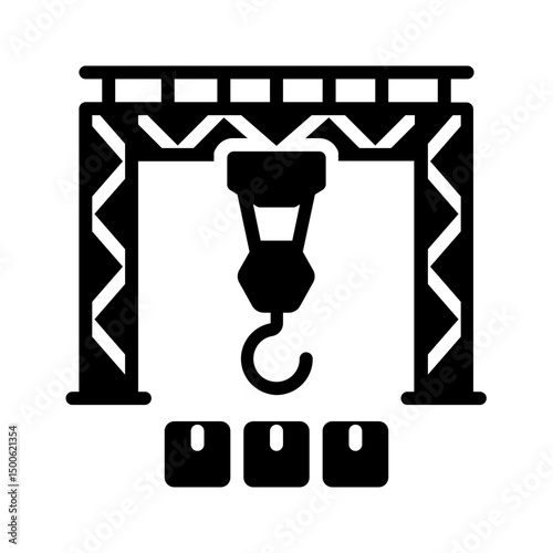 Vector solid black icon for Gantry hoist