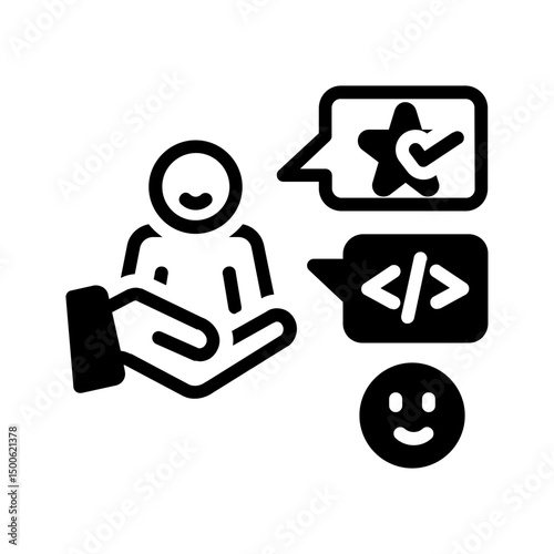 Vector solid black icon for Happy client