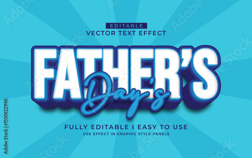3d editable father's day text effect title graphic style template