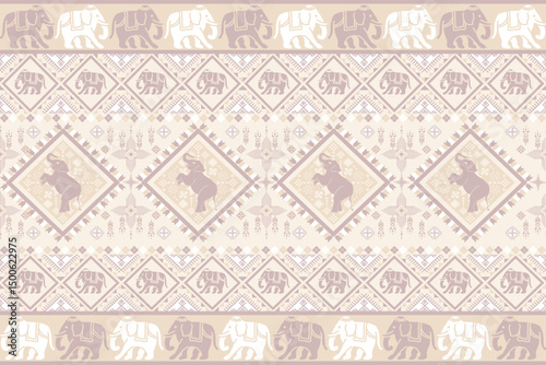 popular elephant pattern in asian style this elephant graphic is fashionable in thailand india and south east asia and this elephant and baby elephant can be for textile industry and any package