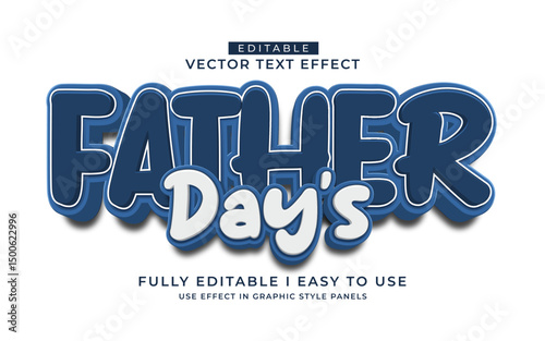 3d editable father's day text effect title graphic style template