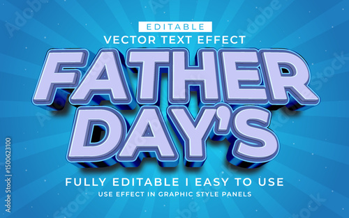 3d editable father's day text effect title graphic style template