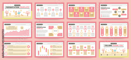 Modern presentation slide templates. Infographic elements template set for web, print, annual report brochure, business flyer leaflet marketing and advertising template. Vector Illustration.