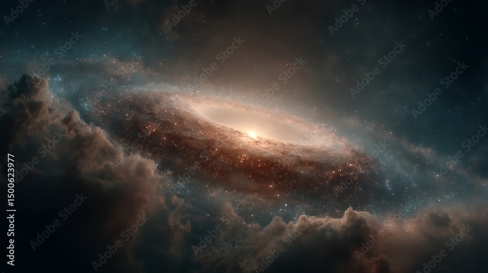 Fototapeta premium Dramatic spiral galaxy and nebula with star clouds