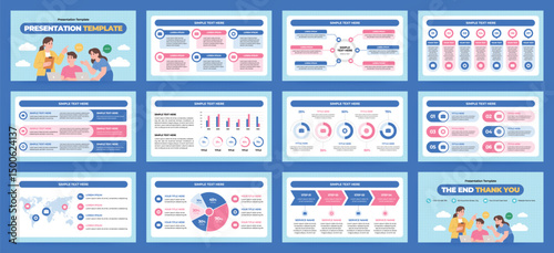 Modern presentation slide templates. Infographic elements template set for web, print, annual report brochure, business flyer leaflet marketing and advertising template. Vector Illustration.