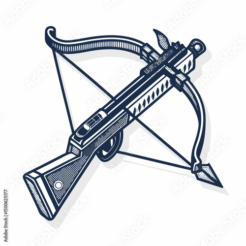 Design a bold, vector icon of a medieval crossbow, emphasizing strong lines and a thick stroke.  Ensure high detail and clarity.