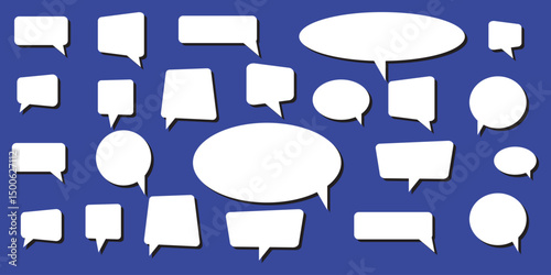 set of comic speech bubbles. Speech bubble, speech balloon, chat bubble art icon for apps and websites. Set of speech bubble, comic sticker, chat box icon. 
