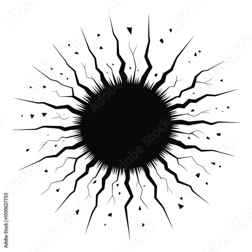 Abstract Black Hole with Cracks and Debris Graphic Design
