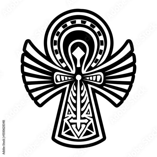 A glyph style icon of egyptian ankh tattoo