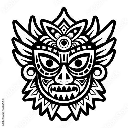 A filled style icon of spirit mask tattoo