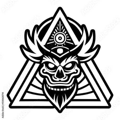 A filled style icon of evil spirit tattoo
