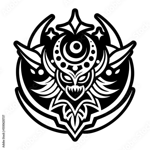 A solid style icon of lunar spirit tattoo