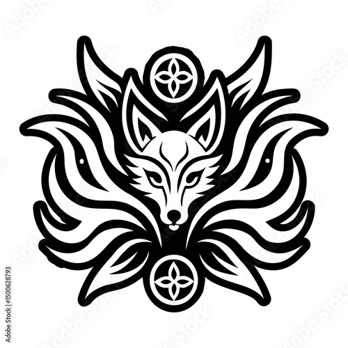 A solid style icon of wolf spirit symbol