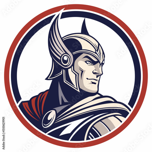 Create a bold, vector illustration of a stylized Mobile Arena Battle (MOBA) character portrait, emphasizing strong outlines and vibrant color.