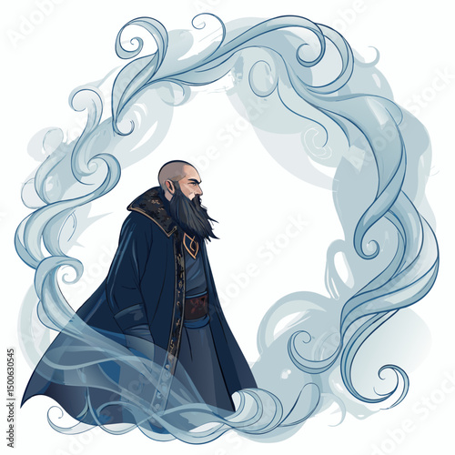 Create a vector illustration of a bold, swirling mystical smoke, with thick, dark strokes.  Emphasis on a dramatic, otherworldly feel.