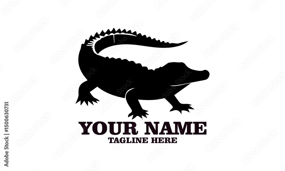 Fototapeta premium Crocodile vector illustration, crocodiles and alligators silhouette logo design. crocodile silhouette vector style illustration white background