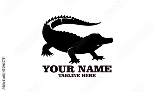 Crocodile vector illustration, crocodiles and alligators silhouette logo design. crocodile silhouette vector style illustration white background