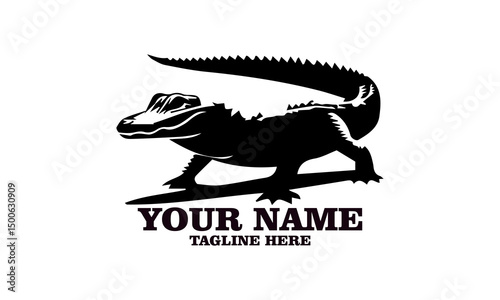 Crocodile vector illustration, crocodiles and alligators silhouette logo design. crocodile silhouette vector style illustration white background