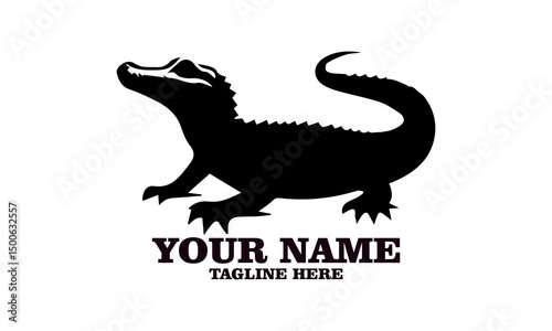 Crocodile vector illustration, crocodiles and alligators silhouette logo design. crocodile silhouette vector style illustration white background