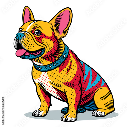 Create a vector illustration of a bold, thick-lined pop art comic style speech bubble, featuring vibrant colors and strong contrasts.