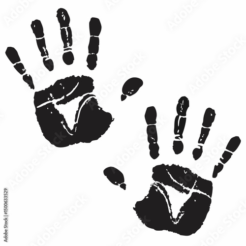 Two Black Handprints on White Background Graphic Design Element