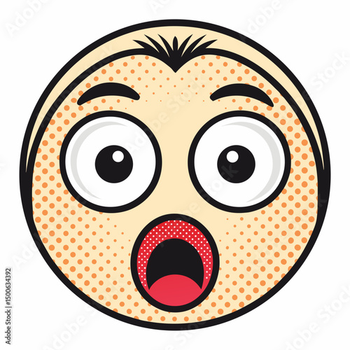 Create a vector illustration of a shocked emo character in bold, pop art style.  Include exaggerated features and vibrant colors.