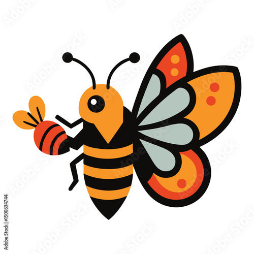 butterfly eating vector color  icon