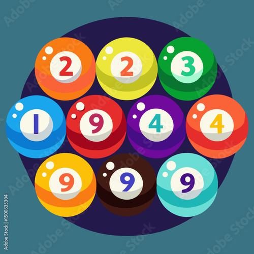 billiard balls on a green background