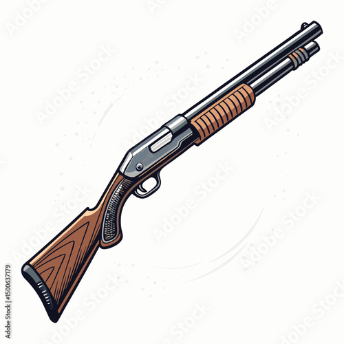 Design a bold, vector icon of a shotgun with a thick, prominent stroke.  Ensure high detail and clean lines suitable for various applications.