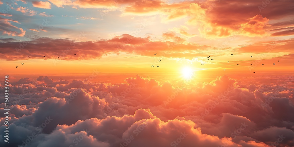 Fototapeta premium Sunset over clouds