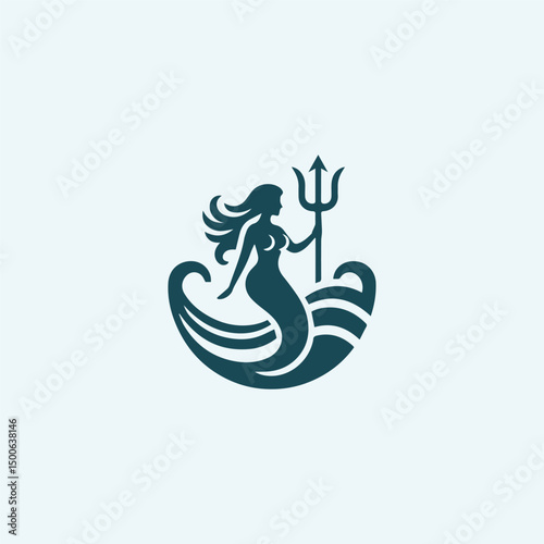 Mermaid trident logo